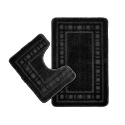 Catherine Lansfield Bathroom Armoni Bath Mat And Pedestal Set Black - thumbnail 4