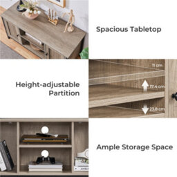 Yaheetech Grey Farmhouse Tv Cabinet With 2 Doors And Cable Management - thumbnail 5