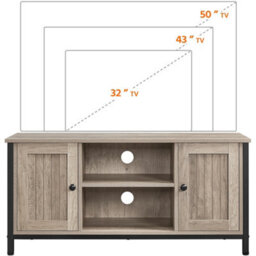 Yaheetech Grey Farmhouse Tv Cabinet With 2 Doors And Cable Management - thumbnail 4