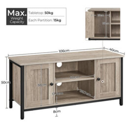 Yaheetech Grey Farmhouse Tv Cabinet With 2 Doors And Cable Management - thumbnail 3