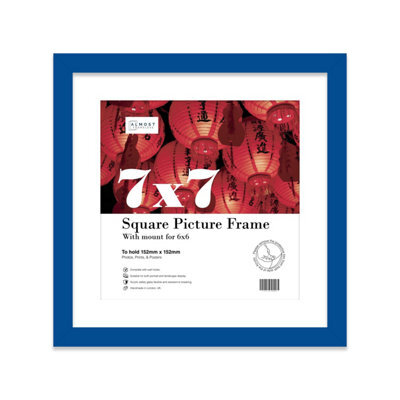 "7X7"" Blue Picture Frame - 7X7"" Square Frame With 6X6"" Mount For 7X7""/6X6"" Pictures Art Deco Style Room Decor, 1 Pack" - image 1