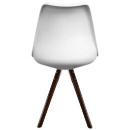 Fusion Living Soho White & Red Plastic Dining Chair With Pyramid Dark Wood Legs - thumbnail 5