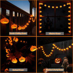 Pumpkin Lights Halloween Decorations, 10 Ft 20 Led Battery Operated Halloween Lights 3D Orange Jack-O-Lantern Pumpkin String Light - thumbnail 5