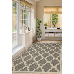 Melrose County Trellis Grey Patterned Indoor Non Slip Large Area Rug 160/225Cm - thumbnail 1