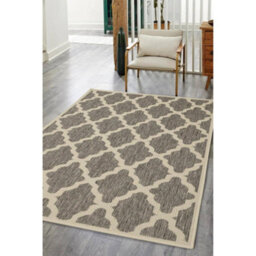 Melrose County Trellis Grey Patterned Indoor Non Slip Large Area Rug 160/225Cm - thumbnail 2