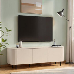 FurniComp LTD Furnicomp Palermo 180Cm 3 Door Curved Tv Unit - Cashmere