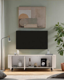 FurniComp LTD Furnicomp Palermo 180Cm 3 Door Curved Tv Unit - Cashmere - thumbnail 4