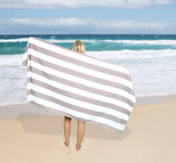 Gc Gaveno Cavailia 1Pk Beach Towel Cabana Stripe Sand Free 100X200 Light Grey - thumbnail 2