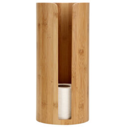 EHC Woodluv Toilet Roll Holder, Free-Standing Toilet Paper Storage Holder Stand, Round Toilet Paper Loo Roll Holder Stand For Bathroom - thumbnail 3