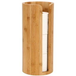 EHC Woodluv Toilet Roll Holder, Free-Standing Toilet Paper Storage Holder Stand, Round Toilet Paper Loo Roll Holder Stand For Bathroom