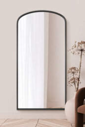 "Mirroroutlet Angustus - Black Metal Framed Arched Full Length Wall Leaner Mirror 79""x39"" (200 X 100Cm)" - thumbnail 2