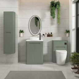 Royal Bathrooms Venice 600mm Sage Green Freestanding Vanity Unit 2 Door With Carrara White Undrilled Worktop & Without Basin - thumbnail 4