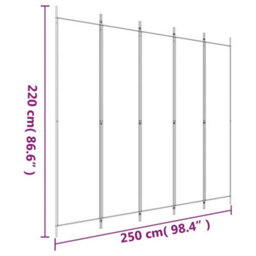 Berkfield Durable 5-Panel Room Divider White 250X220 Cm Fabric - thumbnail 8