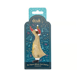 Dcuk Wooden Christmas Duck Tree Decoration - Natural Finish, Choice Of Santa Or Reindeer Designs, 11 X 3 Cm - thumbnail 1