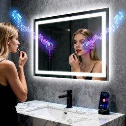 Luvodi 70X50Cm Rectangle Led Bathroom Mirror With Bluetooth Speaker, Anti-Fog, Tempered Glass - thumbnail 1