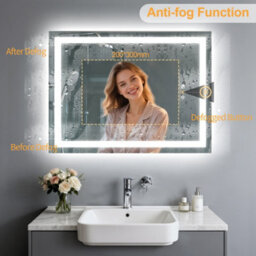 Luvodi 70X50Cm Rectangle Led Bathroom Mirror With Bluetooth Speaker, Anti-Fog, Tempered Glass - thumbnail 5