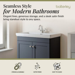 Balterley Swynnerton Traditional Bathroom Floor Standing 2-Door Vanity Unit & Fireclay Basin, Dark Grey, 800mm - thumbnail 2