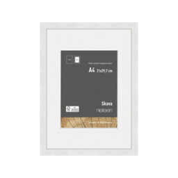 Nielsen Skava A4 White Wooden Picture Frame With 15 X 20Cm Mount, Float Glass And Push/turn Clips