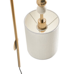 Beliani Wall Lamp Brass-Finish Iron With Beige Fabric Drum Shade, Mid-Century Style, W18 X D18 X H78 Cm - thumbnail 3