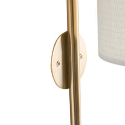 Beliani Wall Lamp Brass-Finish Iron With Beige Fabric Drum Shade, Mid-Century Style, W18 X D18 X H78 Cm - thumbnail 5
