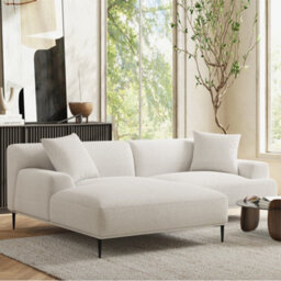"Valencia Kotor Modern Fabric 94.5"" Left Chaise Sofa White Kiln Dried Wood Premium Fabric Extra Firm Cushion" - thumbnail 2