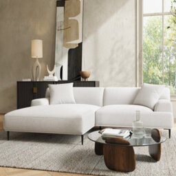 "Valencia Kotor Modern Fabric 94.5"" Left Chaise Sofa White Kiln Dried Wood Premium Fabric Extra Firm Cushion" - thumbnail 4