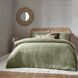Yard Lark Muslin Cotton Duvet Cover Set, Double, Green - thumbnail 1
