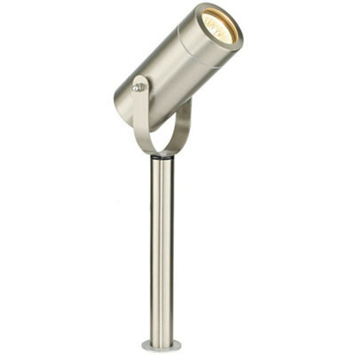 310mm Outdoor Ground Spike Lamp Wall & Sign Light Gu10 Brushed Steel & Glass - image 1