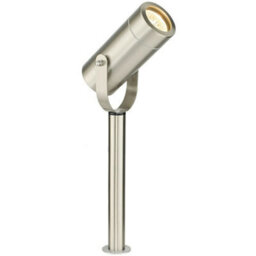 310mm Outdoor Ground Spike Lamp Wall & Sign Light Gu10 Brushed Steel & Glass - thumbnail 1