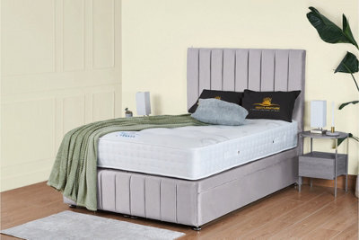 UKBEDFURNITURE Hamilton Plush Silver End Opening Divan Ottoman Bed With 54 Inch Headboard - image 1