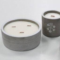 Serenityy Large Round Concrete Wooden Wick Candle 900G - Crushed Vanilla & Orange - thumbnail 4