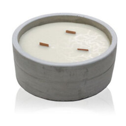 Serenityy Large Round Concrete Wooden Wick Candle 900G - Crushed Vanilla & Orange