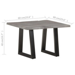 Berkfield Industrial Coffee Table With Live Edges 60X60X40 Cm Solid Acacia Wood - thumbnail 7