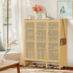 Heavy Duty Bamboo Shoe Rack Cupboard With Storage Cabinet - thumbnail 3