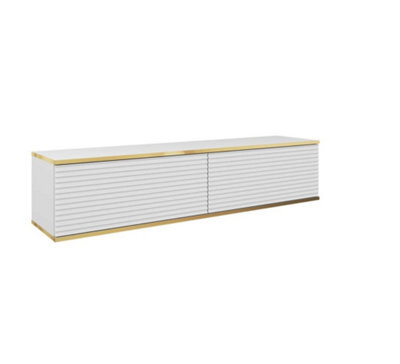 Arte Sleek Moro Floating Tv Cabinet H300mm W1350mm D320mm - Pristine White With Push-To-Open Doors - image 1