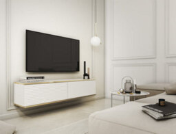 Arte Sleek Moro Floating Tv Cabinet H300mm W1350mm D320mm - Pristine White With Push-To-Open Doors - thumbnail 2