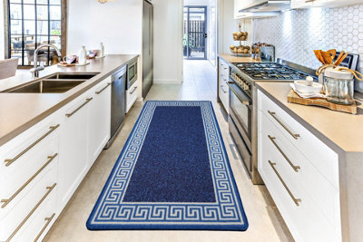 Smart Living Heavy Duty Machine Washable Runner For Hallway, Kitchen Non Slip Floor Mats, Door Mat 80Cm X 150Cm - Blue Cream - image 1