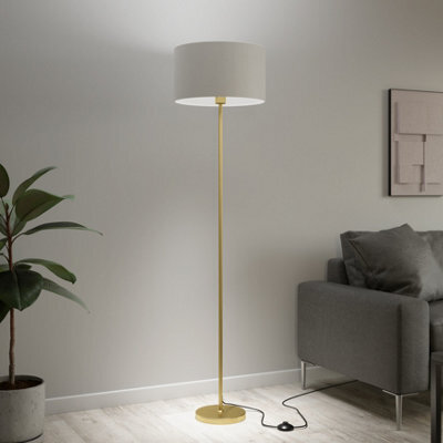 GoodHome Willet Satin Brass Effect Floor Lamp Base - image 1