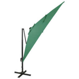 Berkfield Cantilever Umbrella With Pole And Led Lights Green 300 Cm - thumbnail 2