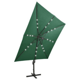 Berkfield Cantilever Umbrella With Pole And Led Lights Green 300 Cm - thumbnail 6