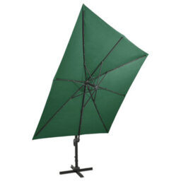 Berkfield Cantilever Umbrella With Pole And Led Lights Green 300 Cm - thumbnail 7