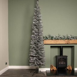 Samuel Alexander 8Ft (2.4M) Grey Artificial Pencil Christmas Tree With Green Metal Stand And 460 Tips - thumbnail 7