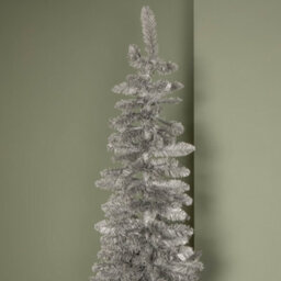 Samuel Alexander 8Ft (2.4M) Grey Artificial Pencil Christmas Tree With Green Metal Stand And 460 Tips - thumbnail 3