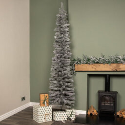 Samuel Alexander 8Ft (2.4M) Grey Artificial Pencil Christmas Tree With Green Metal Stand And 460 Tips - thumbnail 2