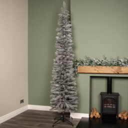 Samuel Alexander 8Ft (2.4M) Grey Artificial Pencil Christmas Tree With Green Metal Stand And 460 Tips