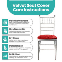 Neel Blue Red Velvet Chair Seat Pad Cover - Pack Of 10 - thumbnail 3