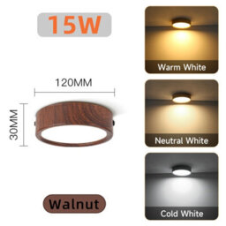 Amorly 2 Pack Walnut 15W Color Ceiling Light Led Spot Downlight Surface Mounted Downlights Thin Foldable Spotlight For Living Room - thumbnail 1