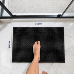 Aspire Homeware Quick Dry Chenille Bathmat Soft Water Absorbent Shower Mat Non-Slip Floor Mat, Black (L)60Cm X (W)40Cm - thumbnail 6