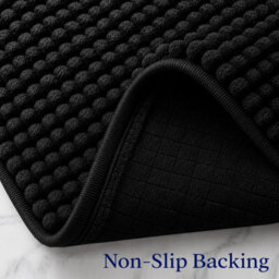 Aspire Homeware Quick Dry Chenille Bathmat Soft Water Absorbent Shower Mat Non-Slip Floor Mat, Black (L)60Cm X (W)40Cm - thumbnail 3