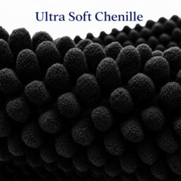 Aspire Homeware Quick Dry Chenille Bathmat Soft Water Absorbent Shower Mat Non-Slip Floor Mat, Black (L)60Cm X (W)40Cm - thumbnail 4